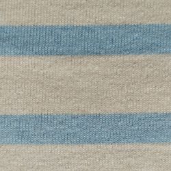 Joli tissu Jersey à Rayures Bleu Ciel sur Beige Largeur 165cm