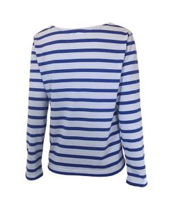 Maillot rayé femme à manches longues bleu de France sur blanc