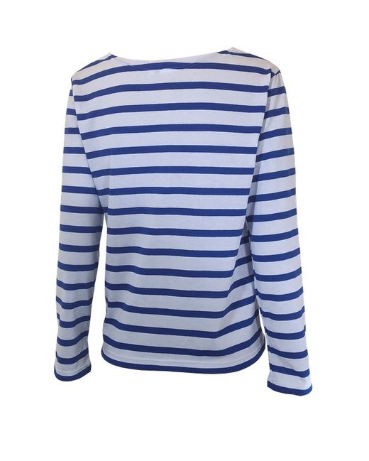 Maillot rayé femme à manches longues bleu de France sur blanc