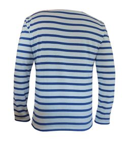 T-shirt à manches longues homme rayé bleu France sur blanc