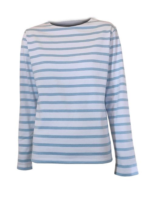 T-shirt Femme Rayé Turquoise et Blanc - Uniforme de Travail