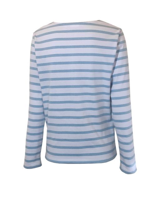 T-shirt Femme Rayé Turquoise et Blanc - Uniforme de Travail