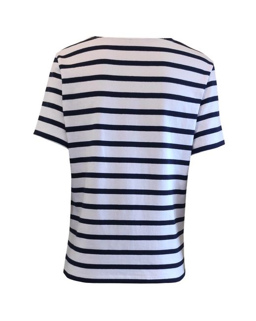 Tee-shirt rayé bleu marine et blanc pour femme