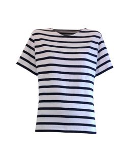 Tee-shirt rayé bleu marine et blanc pour femme