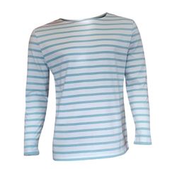 T-shirt de travail à rayures pour homme turquoise et blanc