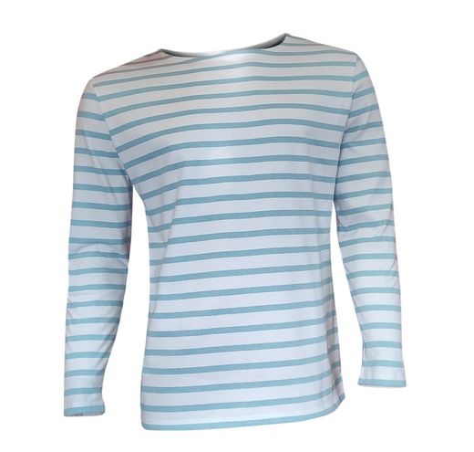T-shirt de travail à rayures pour homme turquoise et blanc