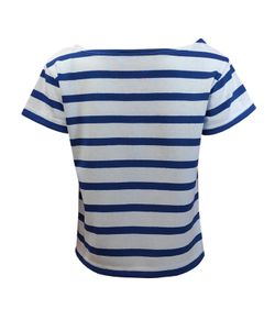 T-shirt Navy enfant rayé manches courtes bleu de France sur blanc