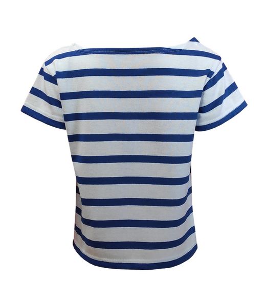 T-shirt Navy enfant rayé manches courtes bleu de France sur blanc