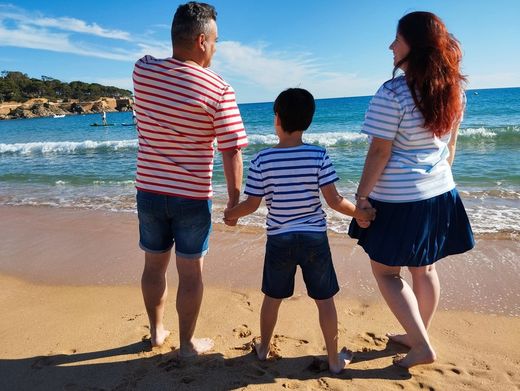 T-shirt Navy enfant rayé manches courtes bleu de France sur blanc