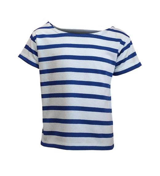 T-shirt Navy enfant rayé manches courtes bleu de France sur blanc
