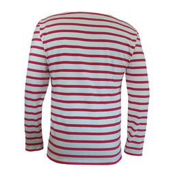 T-shirt marin à manches longues rouge sur beige pour homme