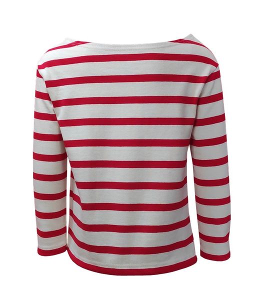T-shirt de matelot manches longues rouge sur beige pour garçon ou fille