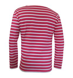 T-shirt marin à manches longues pour homme beige sur rouge