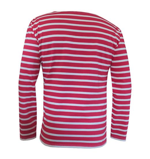 T-shirt marin à manches longues pour homme beige sur rouge