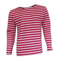 T-shirt marin à manches longues pour homme beige sur rouge