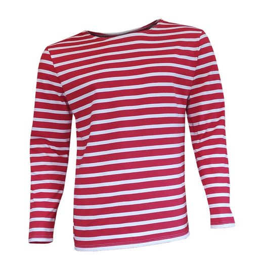 Camiseta marinera de manga llarga per a home beix sobre vermell