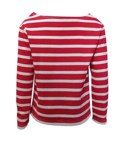 T-shirt marinière manches longues garçon ou fille beige sur rouge
