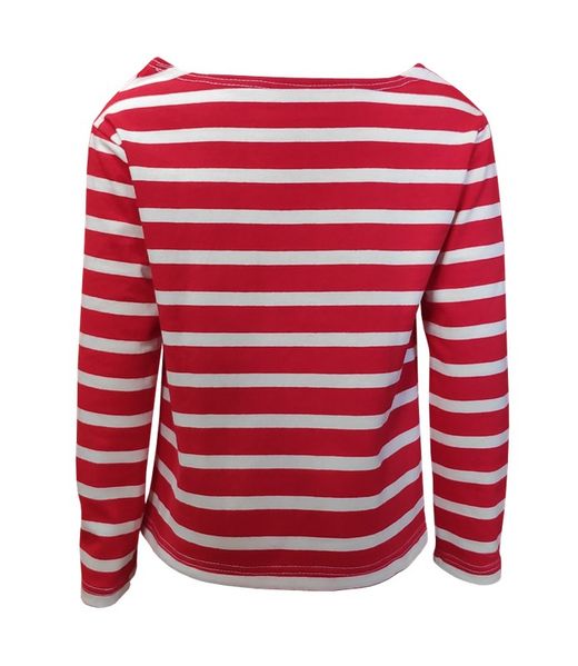 T-shirt marinière manches longues garçon ou fille beige sur rouge