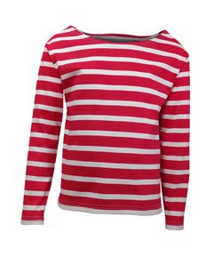 T-shirt marinière manches longues garçon ou fille beige sur rouge