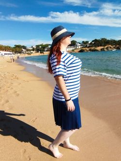 Marinière professionnelle avec manche courte bleu de France sur blanc