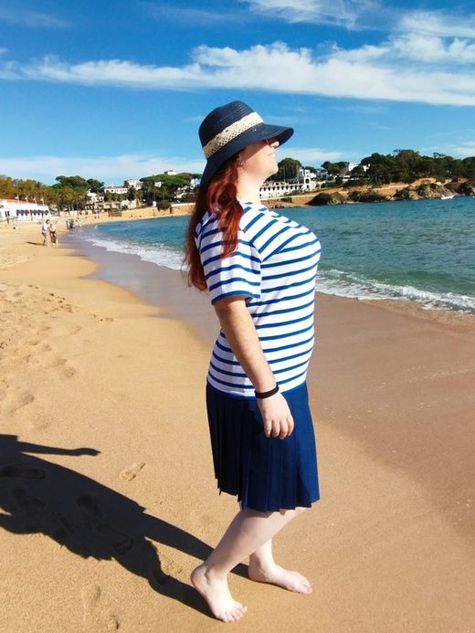 Marinière professionnelle avec manche courte bleu de France sur blanc