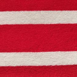 Tissu à rayures Beige sur Rouge. Largeur 175cm