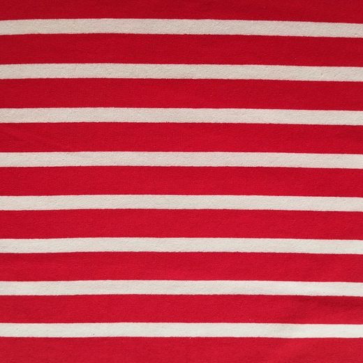 Tissu à rayures Beige sur Rouge. Largeur 175cm