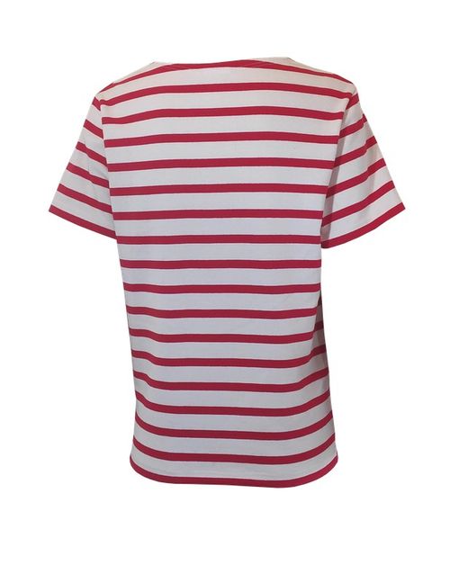 Marinière femme manche courte rouge sur beige