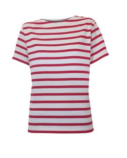 Marinière femme manche courte rouge sur beige