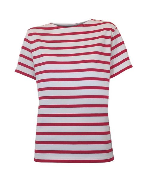 Marinière femme manche courte rouge sur beige
