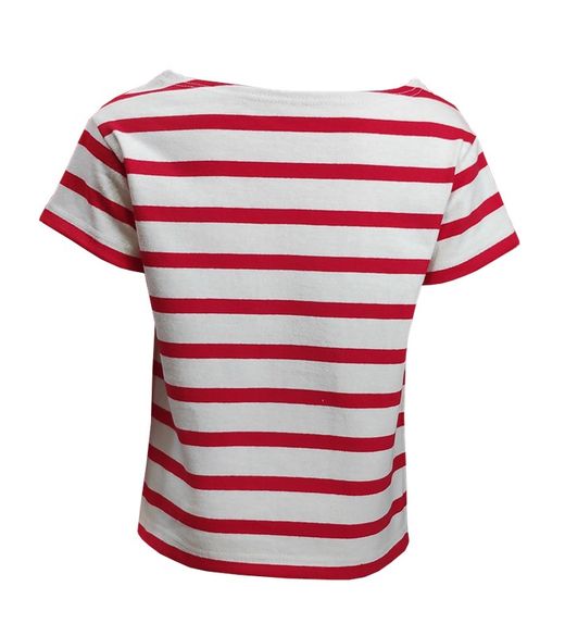 Costume marin à manches courtes pour garçon ou fille rouge sur beige