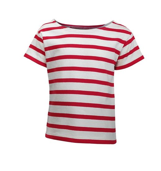 Costume marin à manches courtes pour garçon ou fille rouge sur beige