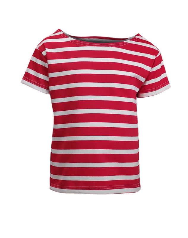 Marinière manches courtes enfant beige sur rouge — Marintex Pro