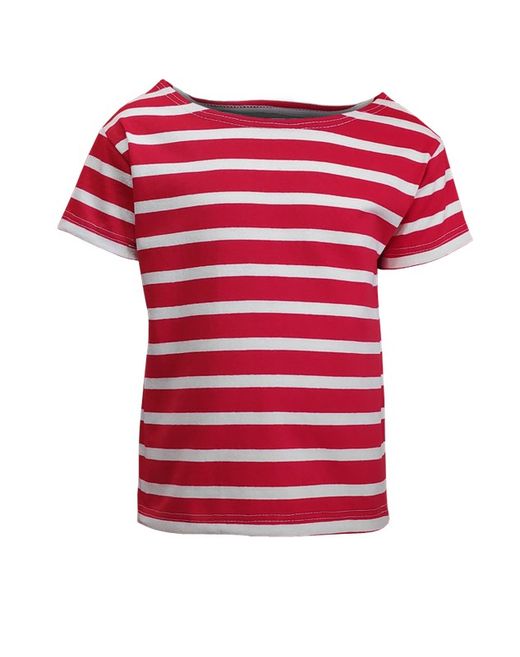 Marinière manches courtes enfant beige sur rouge