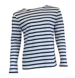 Marinière à manches longues pour homme bleu marine et blanc - uniforme de travail