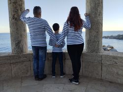 Marinera de màniga llarga de dona marí i blanc