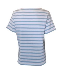 Marinière femme manche courte turquoise et blanc
