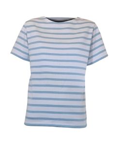 Marinière femme manche courte turquoise et blanc