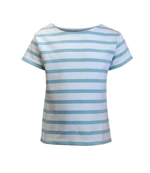 T-shirt manches courtes turquoise et blanc pour garçon ou fille