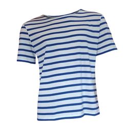 T-shirt à rayures bleu de France sur blanc à manches courtes