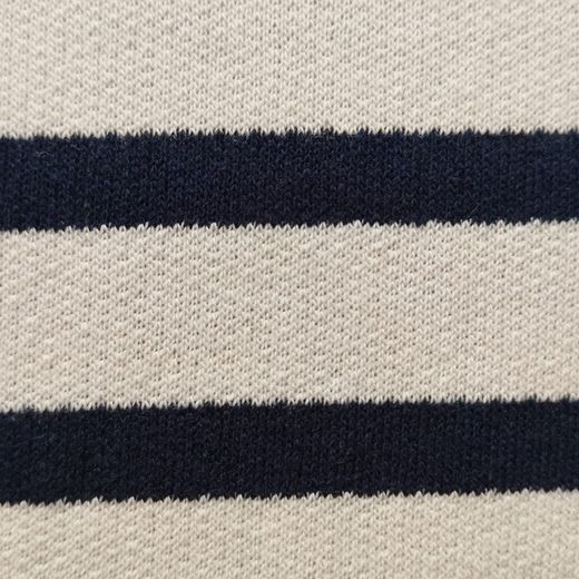 Tissu Sweat Rayé Bleu Marine sur Beige 310g/m² Largeur 175 cm
