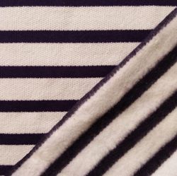 Tissu Sweat Rayé Bleu Marine sur Beige 310g/m² Largeur 175 cm