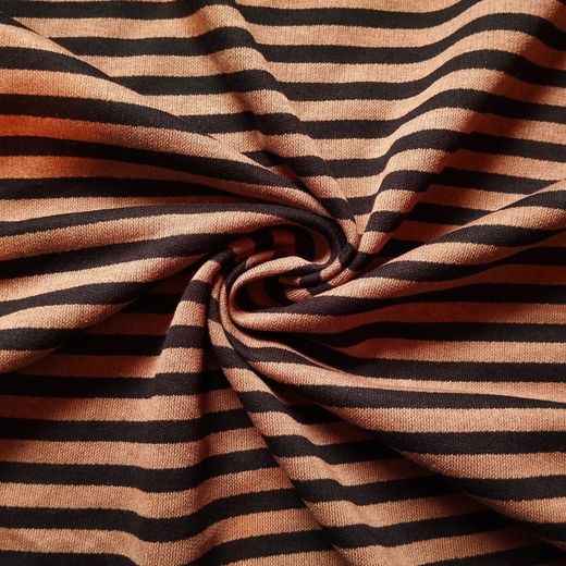 Tissu Sweat Rayé Marron et Noir 260g Largeur 190cm