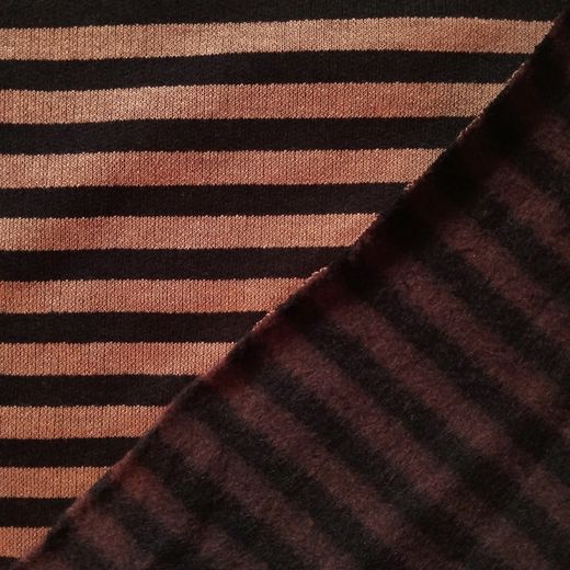 Tissu Sweat Rayé Marron et Noir 260g Largeur 190cm
