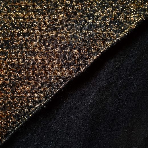 Tissu Sweat Noir avec Fil Doré 260g largeur 175cm