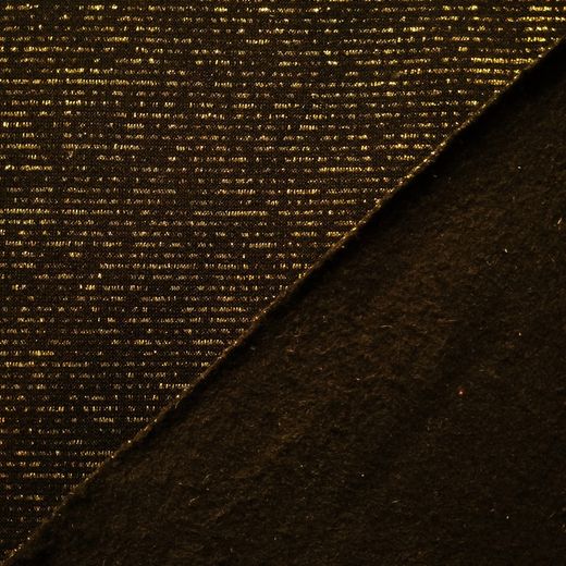 Tissu Molleton Noir rayé en Fil Doré – 260g/m², Largeur 175 cm