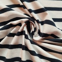 Tissu Jersey à Rayures Bleu Marine et Blanc pour T-Shirts