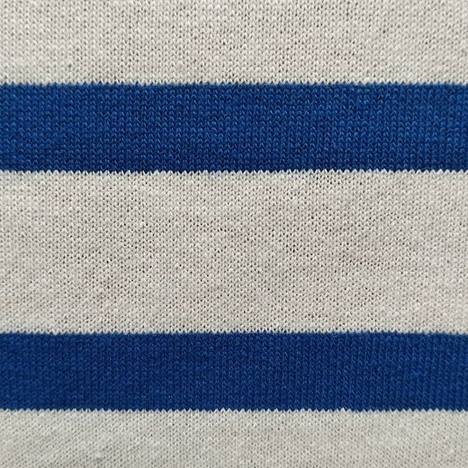 Tissu Jersey à Rayures Bleu de France et Blanc pour Robes. Largeur 165 cm