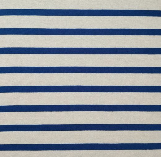 Tissu Jersey à Rayures Bleu de France et Blanc pour Robes. Largeur 165 cm