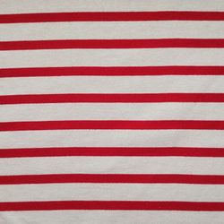 Tissu Marin Jersey Rouge sur Beige. Largeur 185 cm